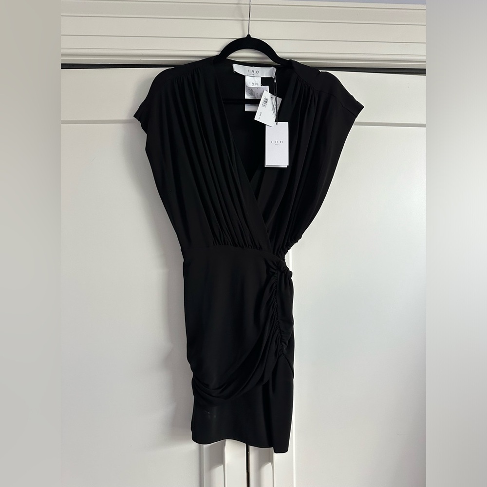 NWT IRO Zera Cut-Out Ruches Mini Dress in Black FR34 / US2 - Picture 5 of 9